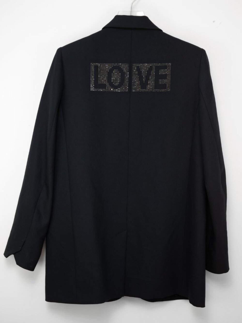 Zadig & Voltaire Viva Strass Blazer Love Rhinestone Applique Now Navy Blue Sz 42 - Picture 3 of 8